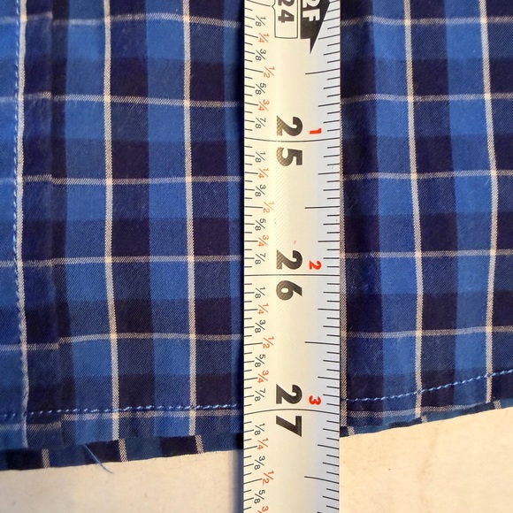 Ash & Erie Men’s Medium Navy Blue Bright Blue Plaid Long Sleeve Button Up Shirt - Picture 7 of 7